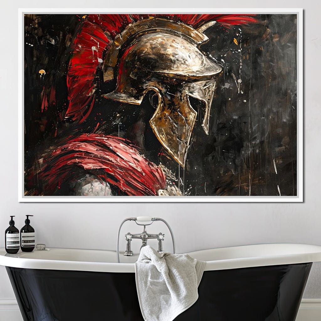 Spartan Solitude in Crimson Canvas Wall Art