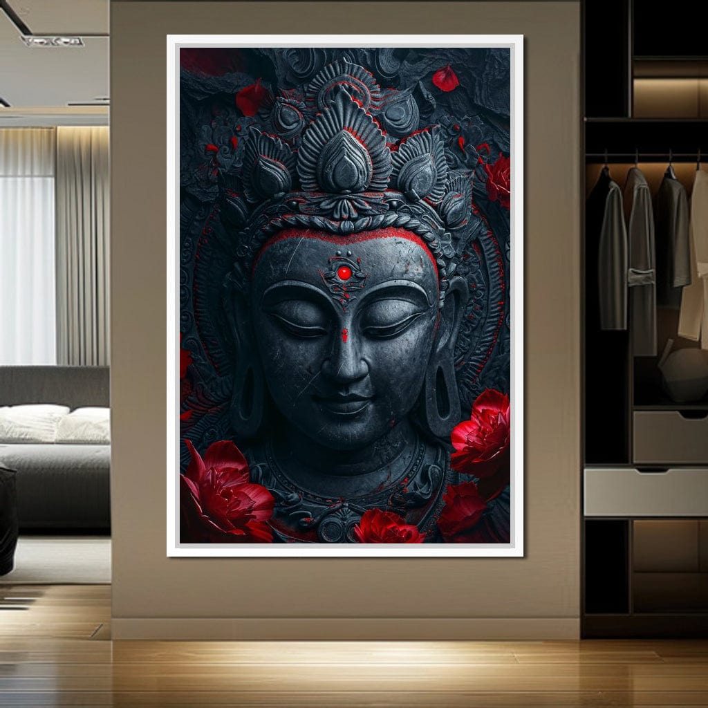Buddha's Crimson Nirvana Canvas Wall Art