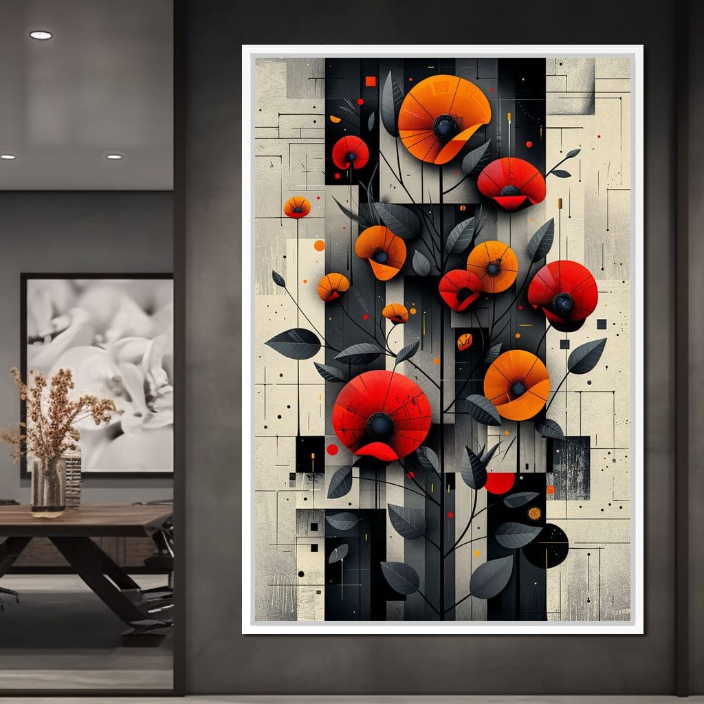 Spectral Monochrome Blooms Canvas Wall Art
