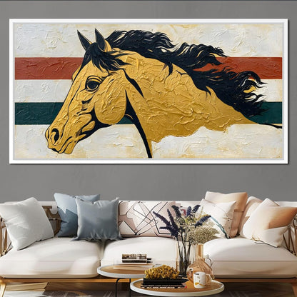 Golden Stallion Portrait Canvas Wall Art