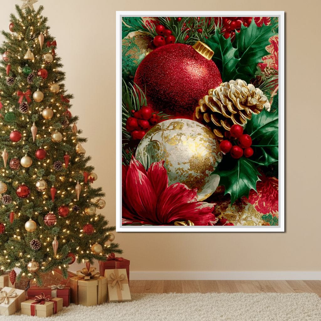 Festive Pine Holly Joyful Noel Canvas Wall Art