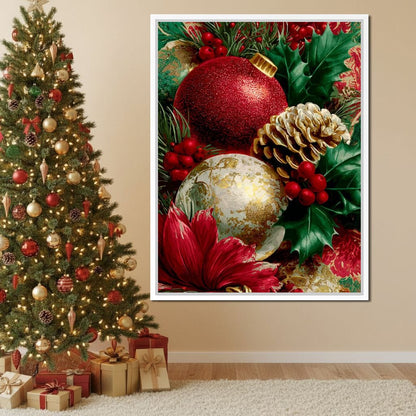 Festive Pine Holly Joyful Noel Canvas Wall Art