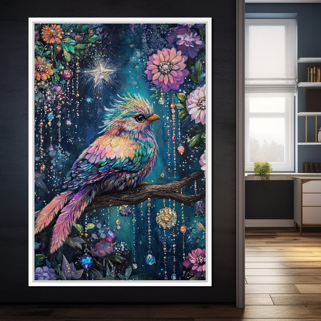 Enchanted Birdsong Night Tapestry Canvas Wall Art