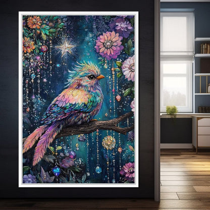 Enchanted Birdsong Night Tapestry Canvas Wall Art
