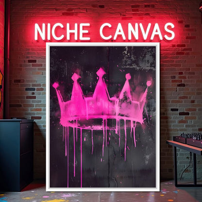 Pink Crown Graffiti Canvas Wall Art