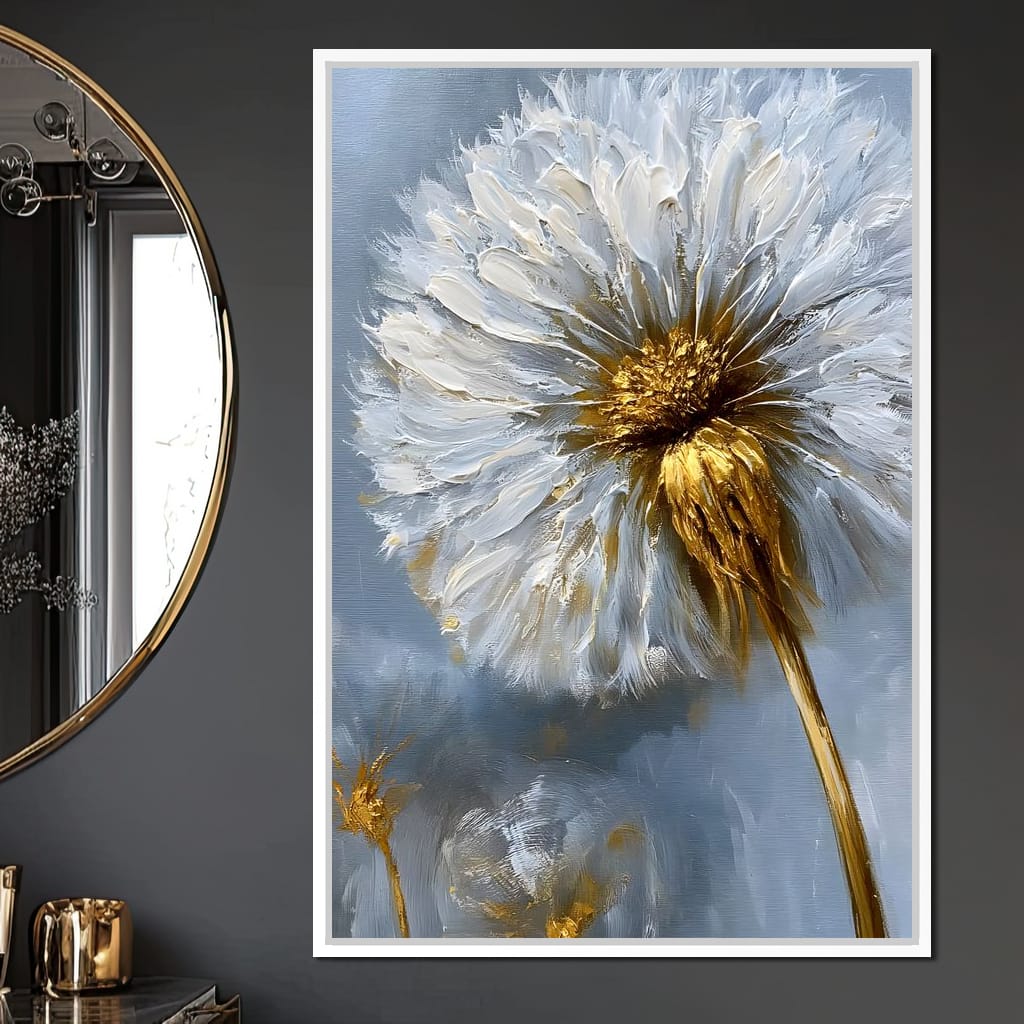 Gilded Dandelion Canvas Wall Art