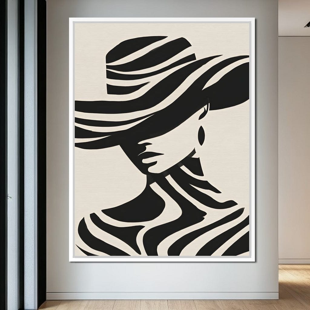 Monochrome Wind Hat Silhouette Canvas Wall Art