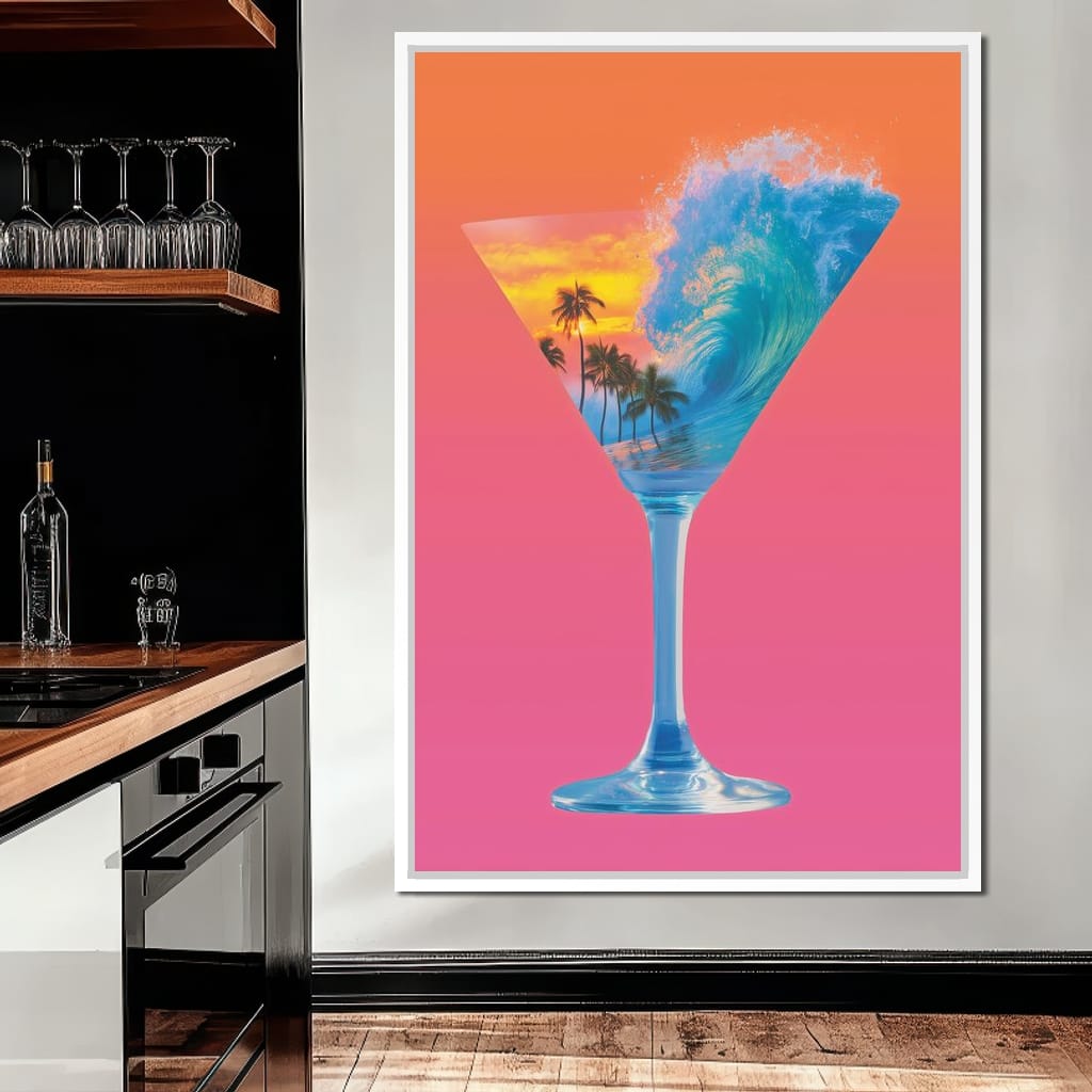 Double Exposure Martini Canvas Wall Art