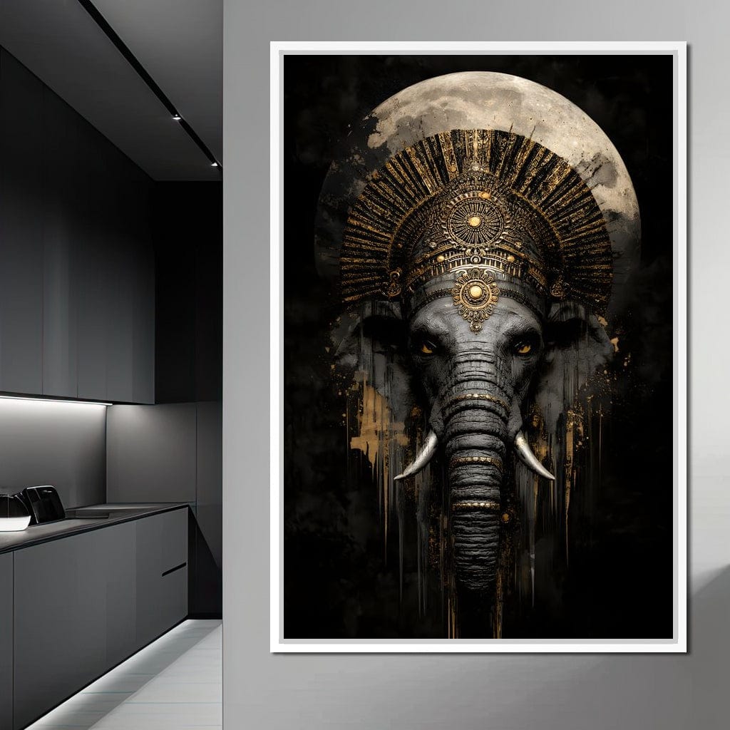 Golden Pharaoh Elephant King Canvas Wall Art