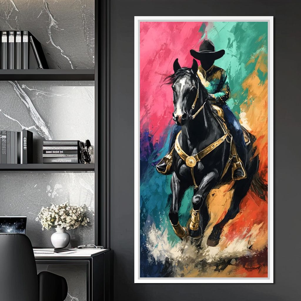 Galloping Midnight Charro Charge Canvas Wall Art