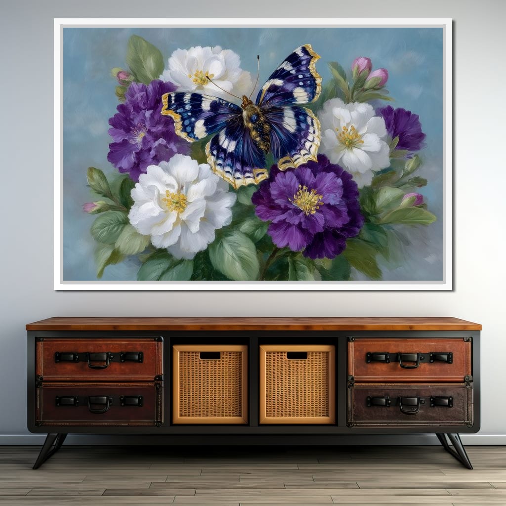 Sapphire Butterfly Bouquet Canvas Wall Art