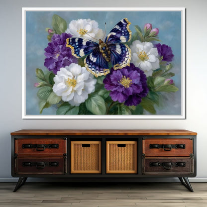 Sapphire Butterfly Bouquet Canvas Wall Art