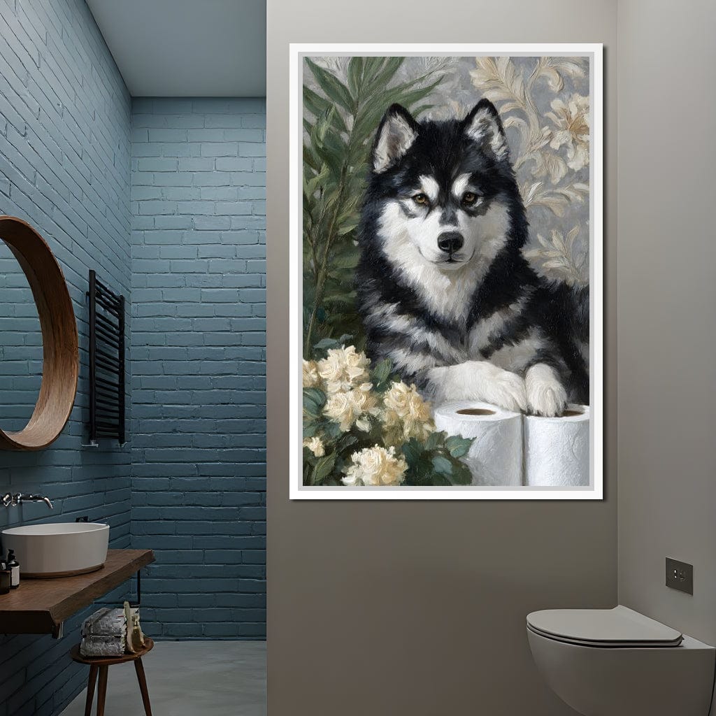 Malamute Bathroom Guardian Canvas Wall Art