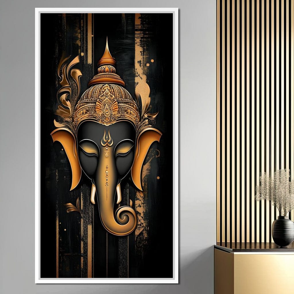 Golden Divine Ganesha Aura Canvas Wall Art