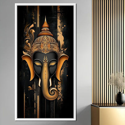Golden Divine Ganesha Aura Canvas Wall Art