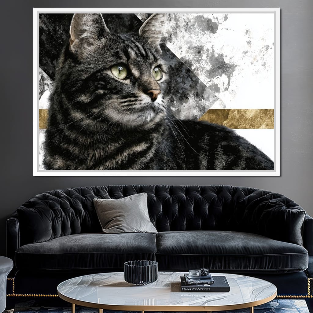 Golden Band Tabby Cat Portrait Canvas Wall Art
