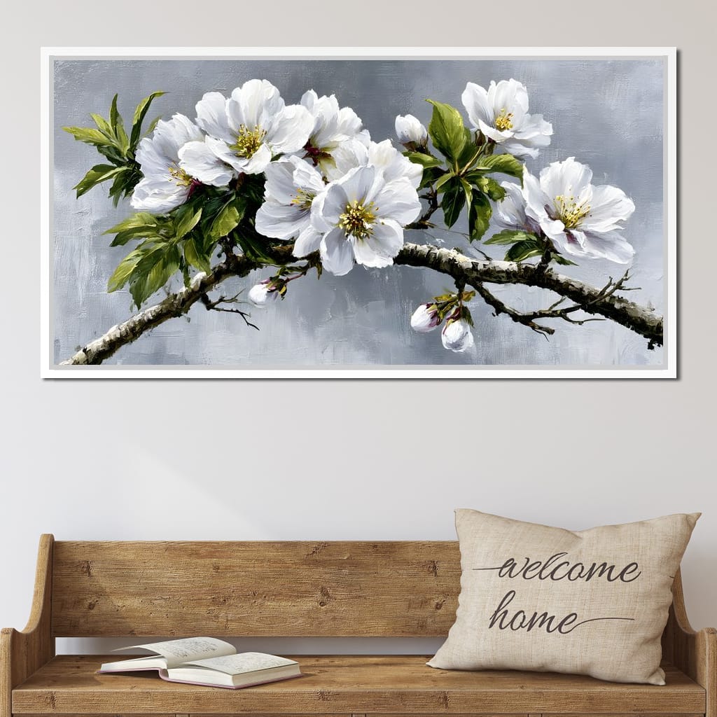 Soft Petals On Silver Morning Canvas Wall Art