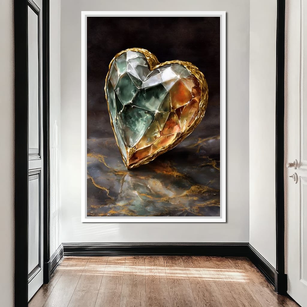 Gilded Facet Heartstone Canvas Wall Art
