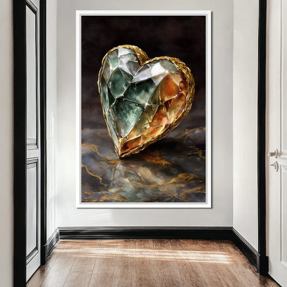 Gilded Facet Heartstone Canvas Wall Art