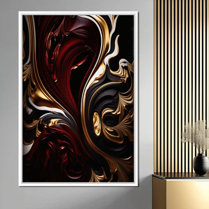 The Marble-Lux Collection: Dark Red & Vibrant Gold 06 Canvas Wall Art