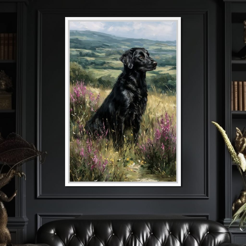 Black Labrador Meadow Sentinel Canvas Wall Art