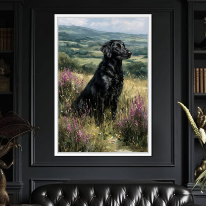 Black Labrador Meadow Sentinel Canvas Wall Art