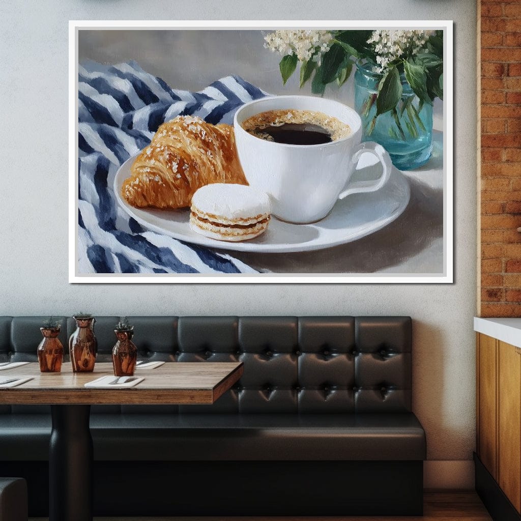Morning Coffee Pastry & Macaron Canvas Wall Art