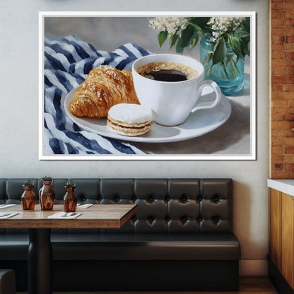 Morning Coffee Pastry & Macaron Canvas Wall Art