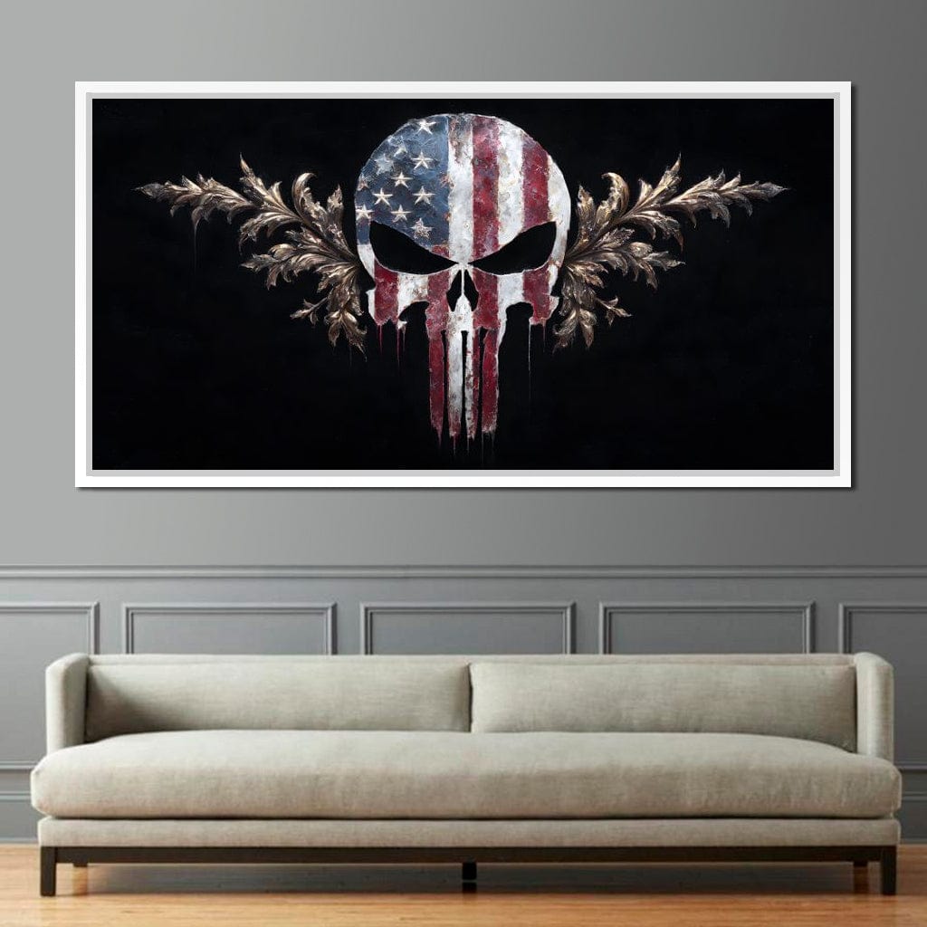 Stars Stripes Resolute Skull Canvas Wall Art