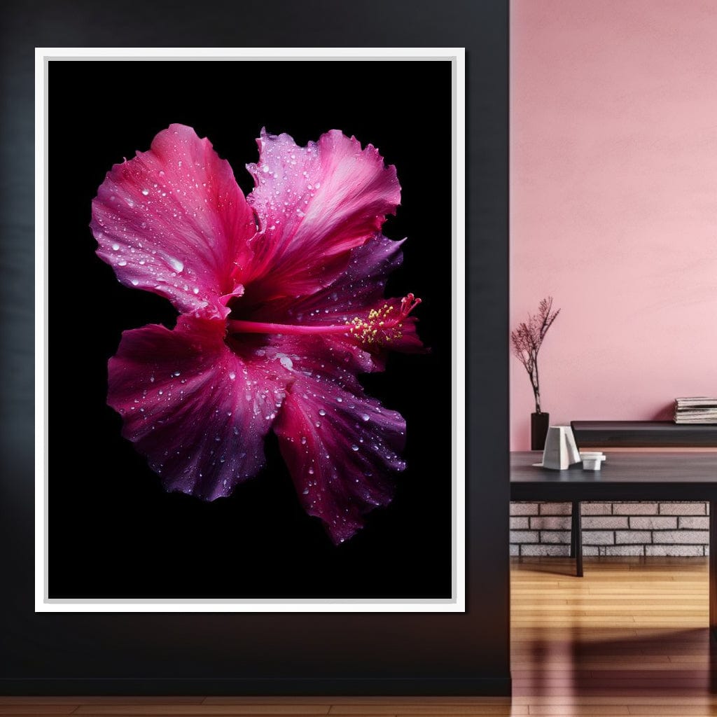 Rainkissed Pink Hibiscus Petals Canvas Wall Art