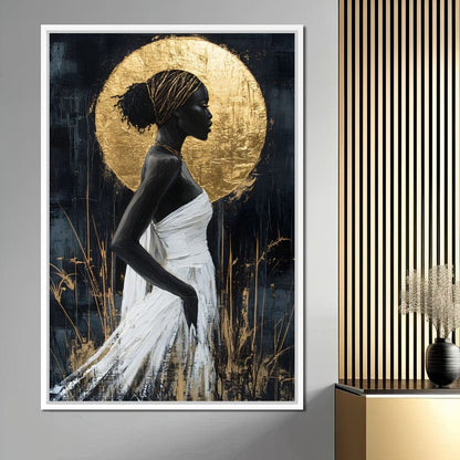 Golden Halo Grace Silhouette Canvas Wall Art