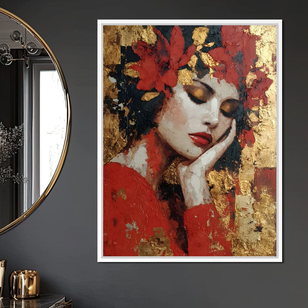 Golden Petals Dreaming Beauty Canvas Wall Art