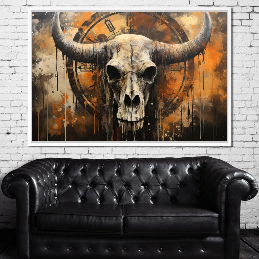 Bull Skull in the Gothic Twilight Canvas Wall Art