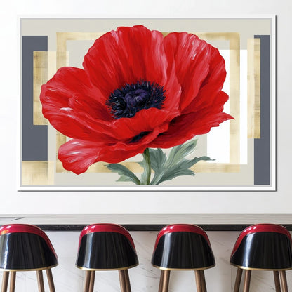 Bold Poppy Bloom Portrait Canvas Wall Art