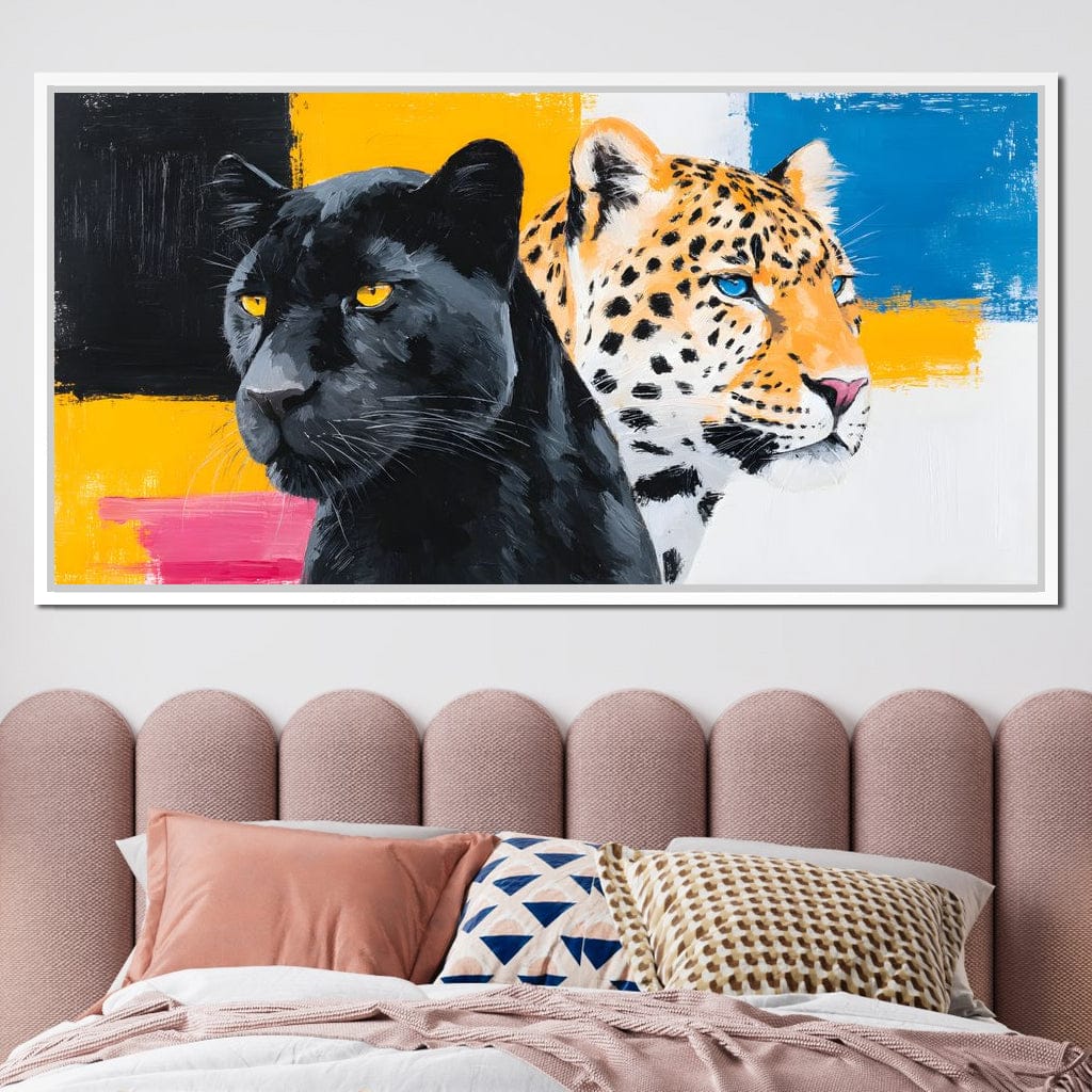 Dual Panther Leopard Portrait Canvas Wall Art