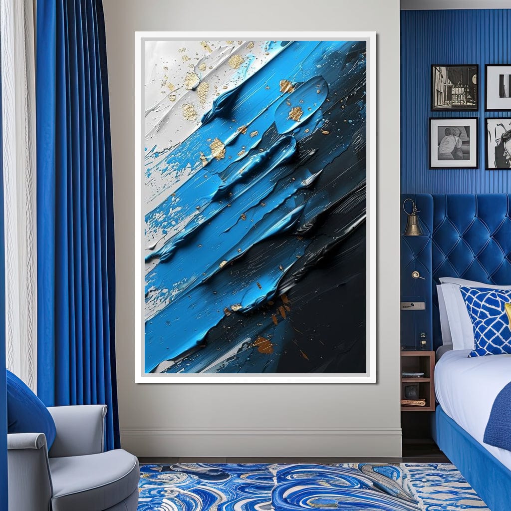 Sapphire Currents Goldleaf Flow Canvas Wall Art