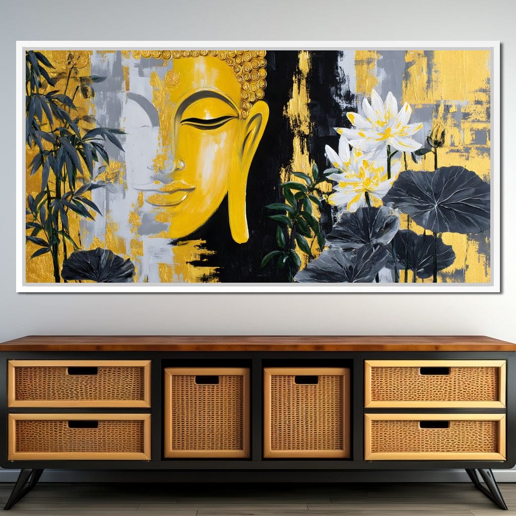 Golden Buddha Lotus Harmony Canvas Wall Art
