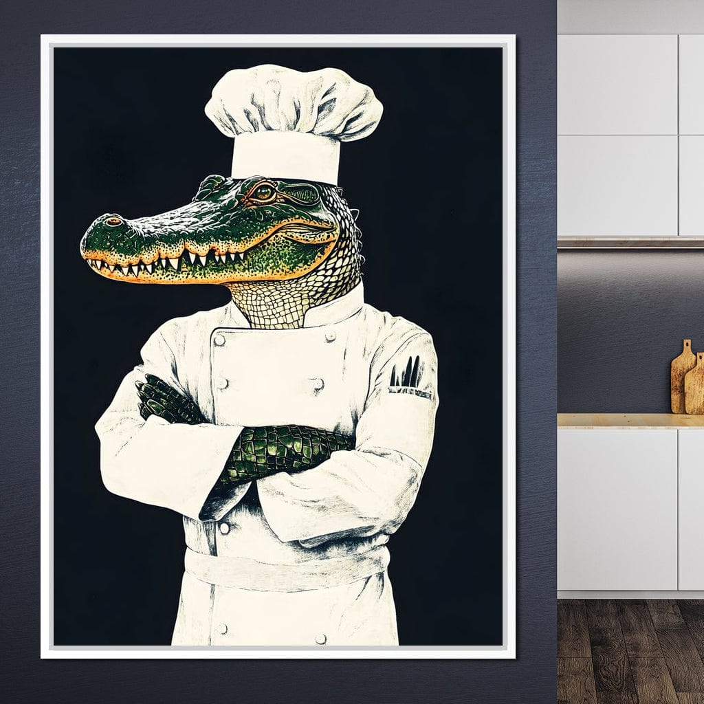 Gator Chef Culinary Humor Canvas Wall Art