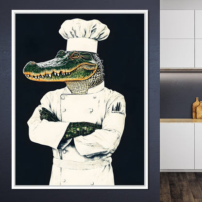 Gator Chef Culinary Humor Canvas Wall Art