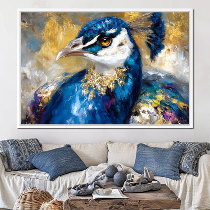 Regal Peacock Gold Radiance Canvas Wall Art