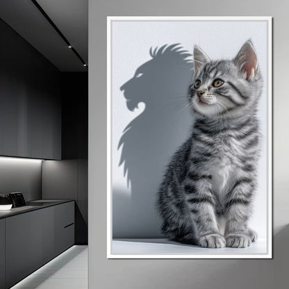 Brave Kitten Lion Shadow Canvas Wall Art