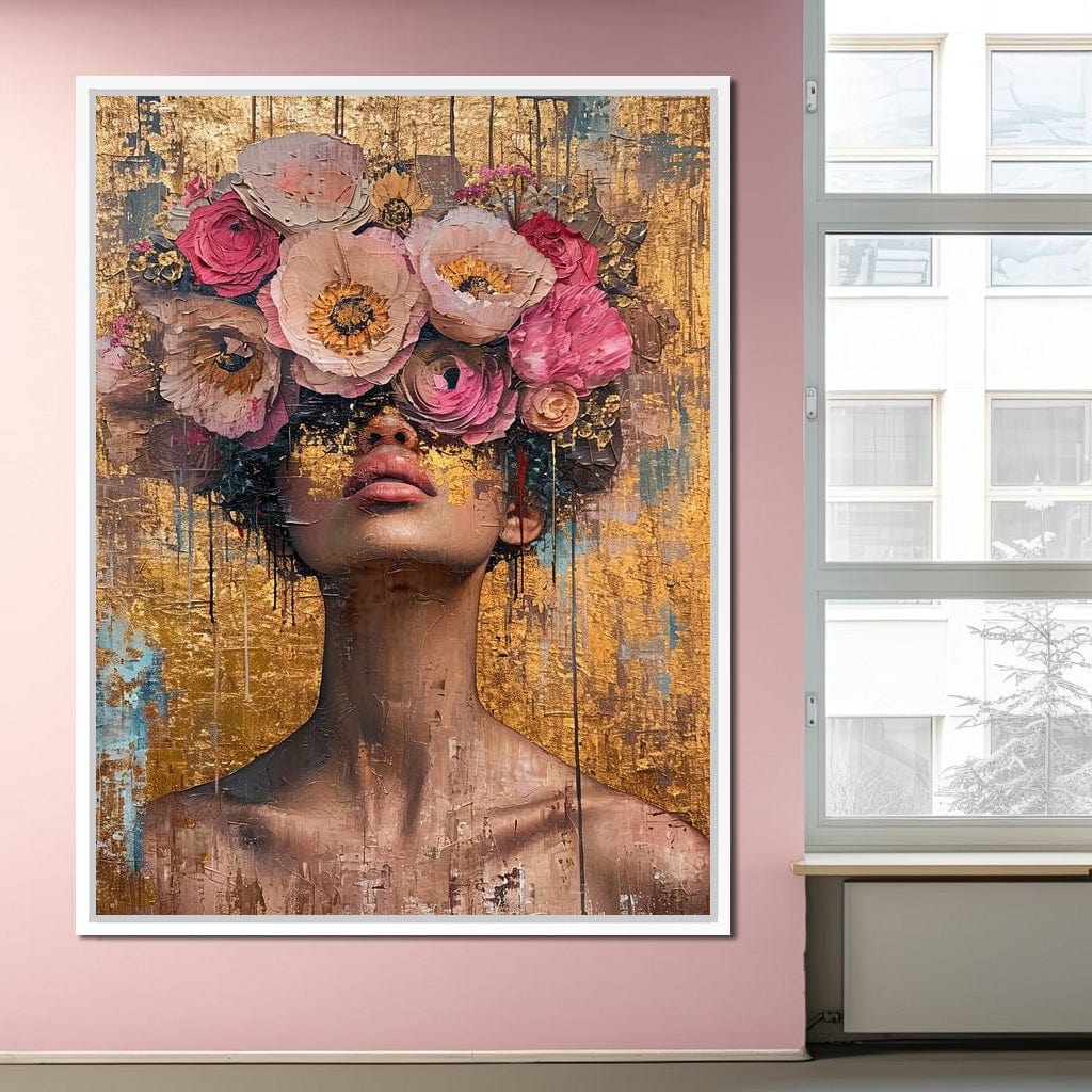 Golden Petals Hair Canvas Wall Art