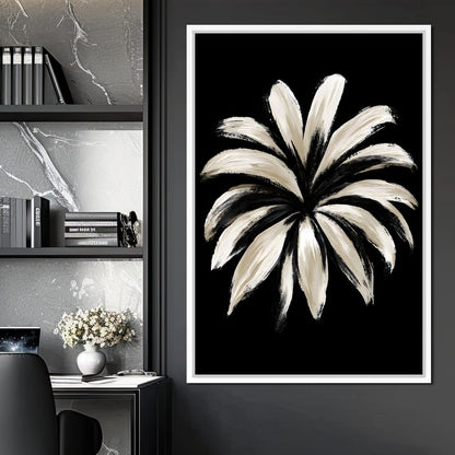 Monochrome Petals Reaching For Night Canvas Wall Art
