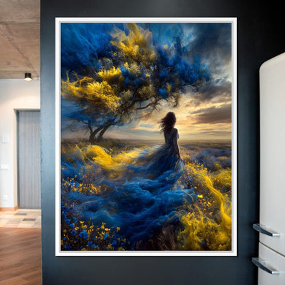 Golden Sapphire Dream Fields Canvas Wall Art