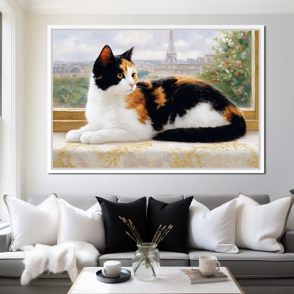 Parisian Feline Afternoon Canvas Wall Art