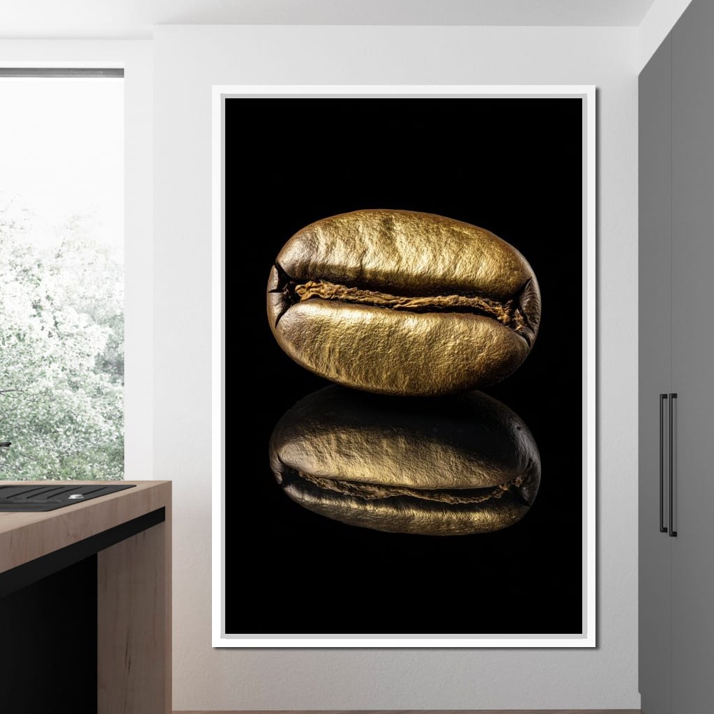 Golden Coffee Bean Reflection Canvas Wall Art