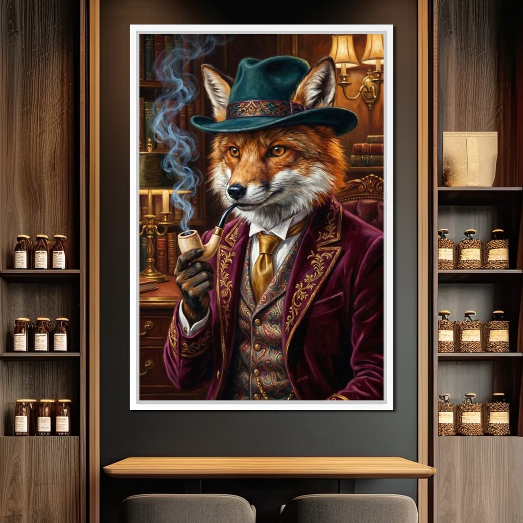 Gentleman Fox Smoking Canvas Wall Art