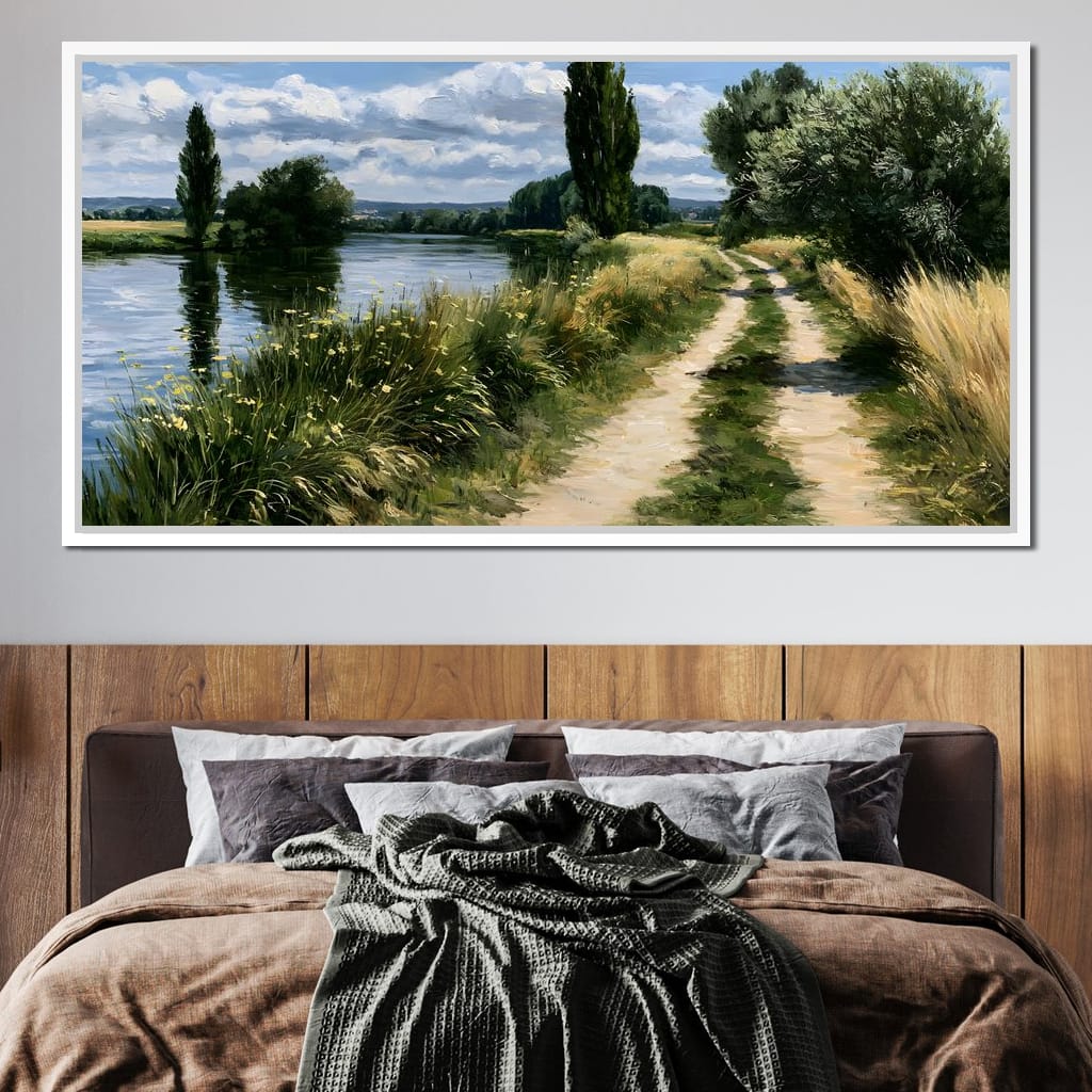 Walking Towards The Summer Riverbank Canvas Wall Art