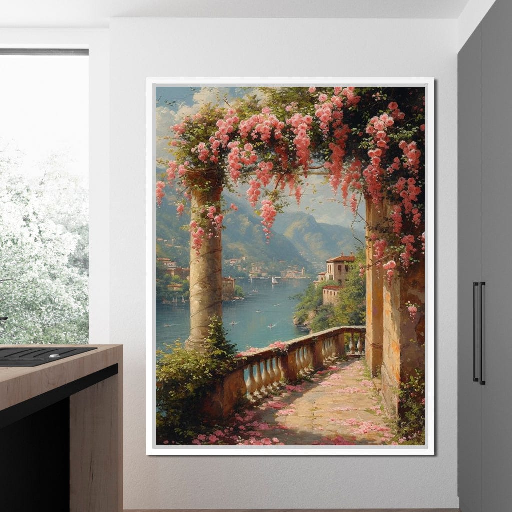 Blossomed Lakeside Retreat Canvas Wall Art