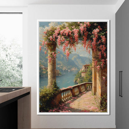Blossomed Lakeside Retreat Canvas Wall Art